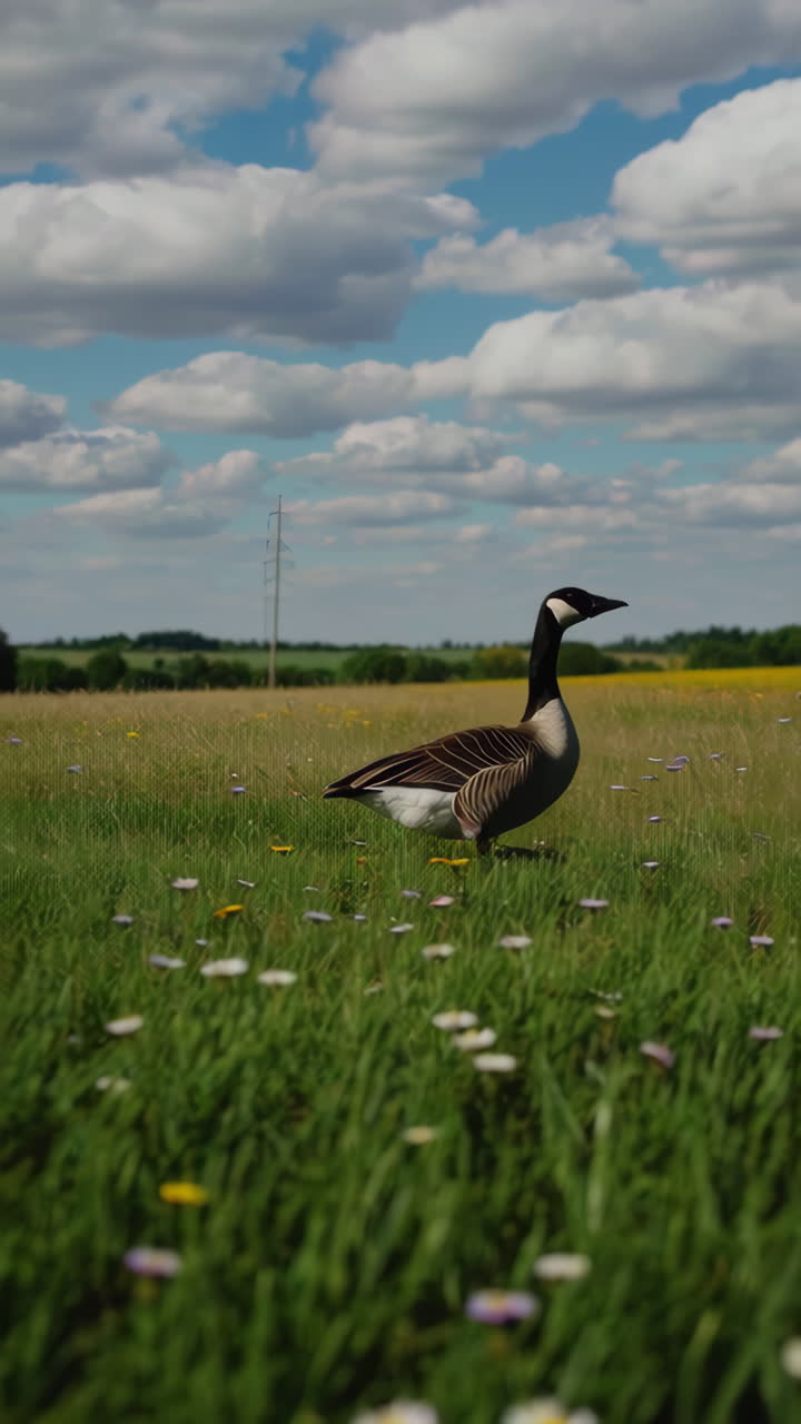 ganso canadiense en un campo