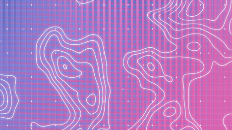 animación de isohypses sobre el procesamiento de datos en fondo violeta