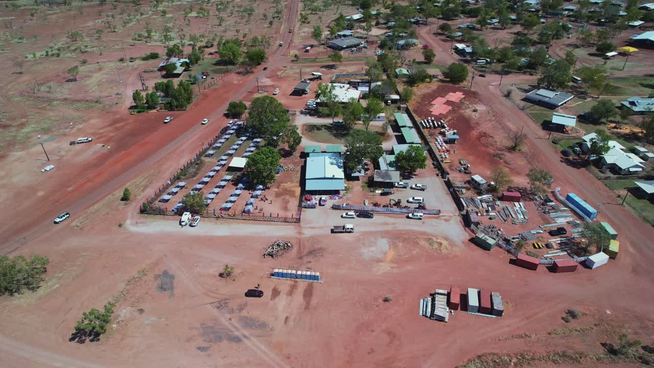 Circling aerial footage of the communtiy of Kalkarindji, Gurindji, Northern Territory, Australia, August 2022.