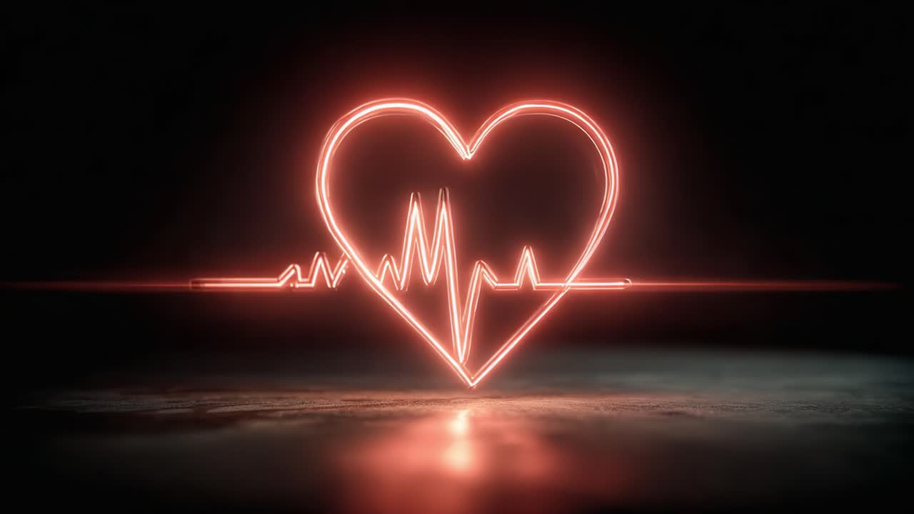 A Captivating Visualization of Pulse and Emotion: Illuminated Heartbeat Design Representing Life and Vitality Through Dynamic Light and Shape