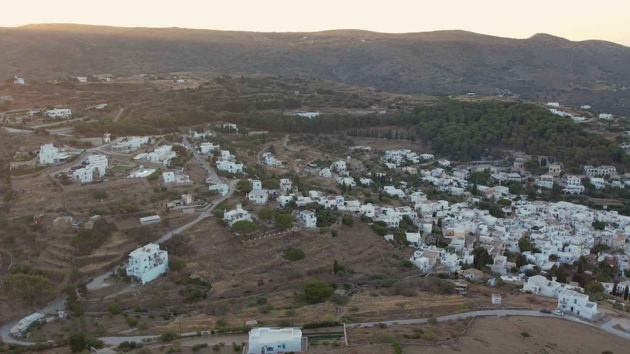 Aerial views from over the village of Lefkes, on the Greek Island of Paros.