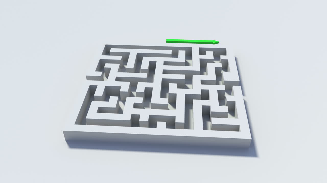 línea verde que va alrededor de un laberinto al otro lado