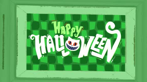 Animación-De-Feliz-Halloween-Y-Gato-Sobre-Fondo-Verde-Marcado