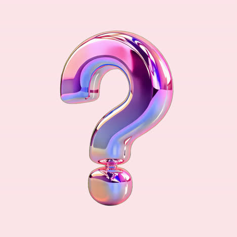 holographic pink question mark animation isolated asset, transparent 4k video, alpha channel, prores