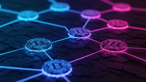a captivating visualization of cryptocurrency networks highlighting bitcoin connections with vibrant lighting and intricate data patterns in a digital landscape