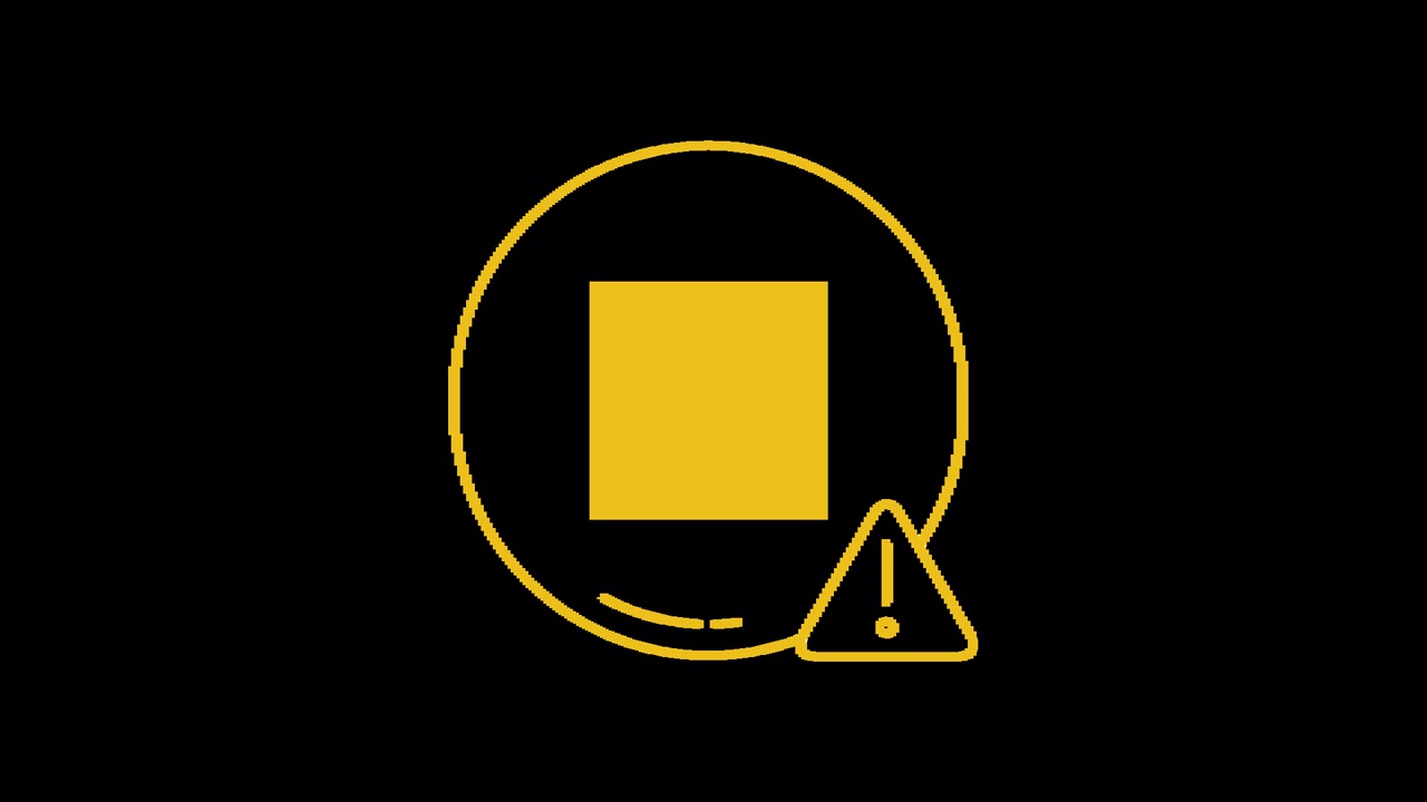 Animated Warning Icon with Square and Exclamation Mark on Black Background