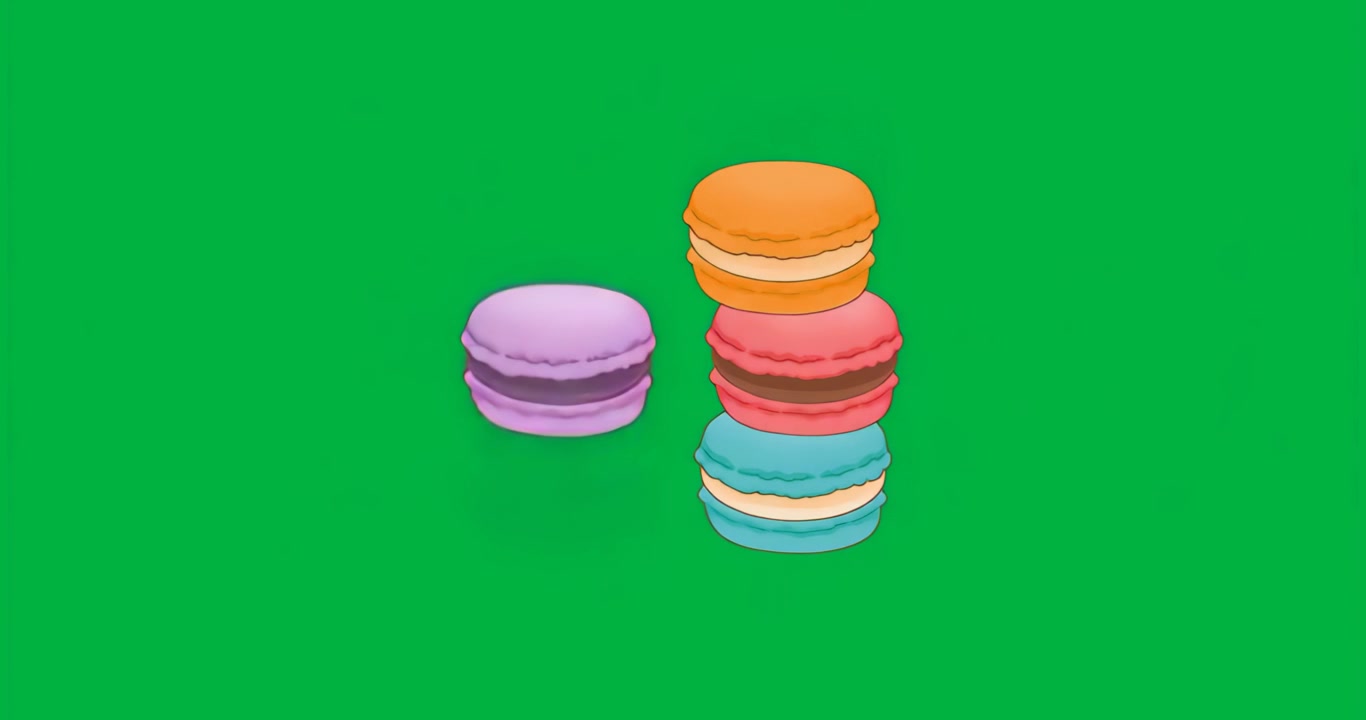 Upon appearing, macaron pair pulsating blue halo on transparent background emphasising focus