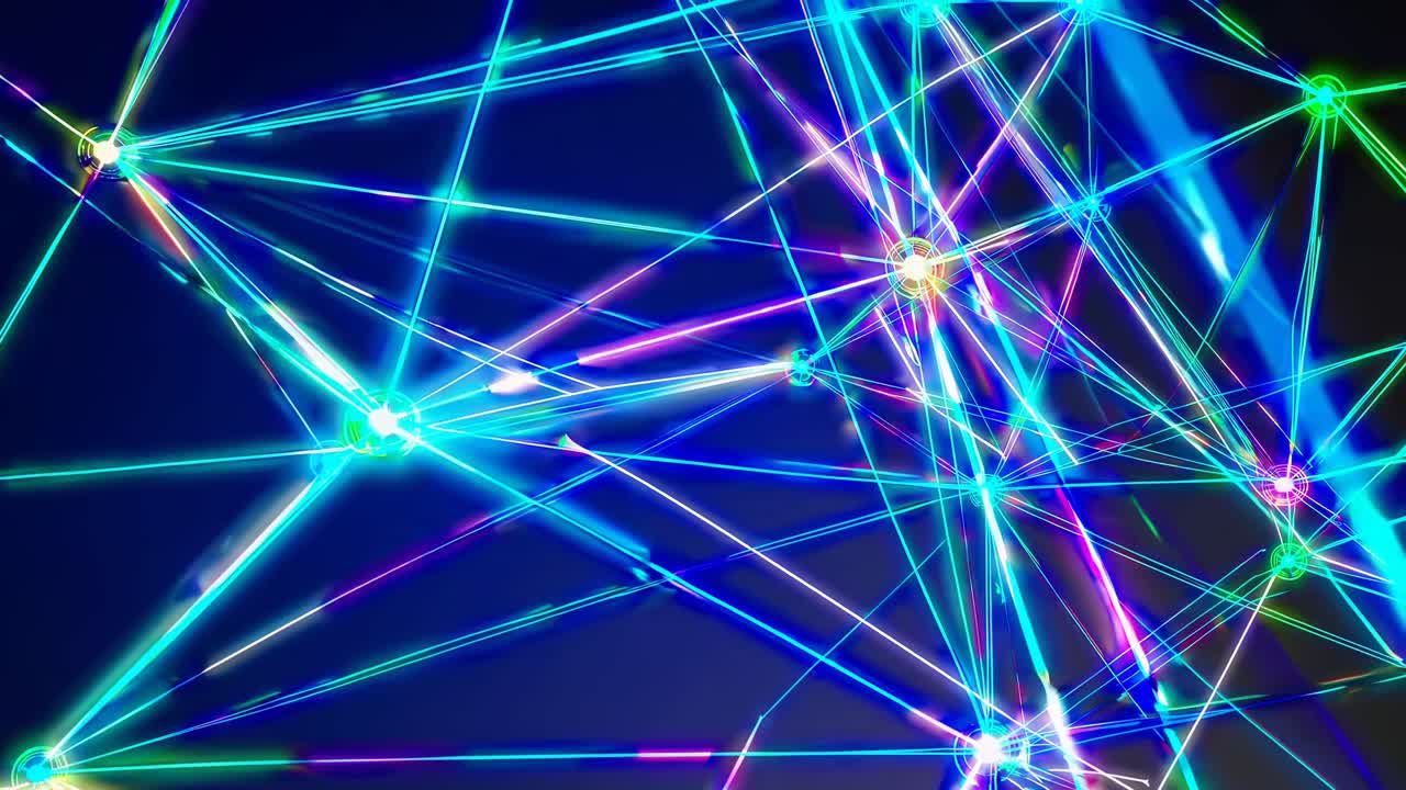 Abstract video concept with neon lines forming a network pattern