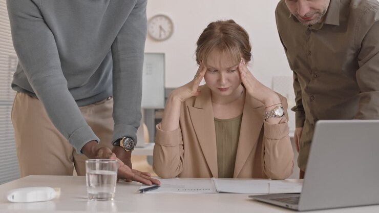 Woman Depressed by Rush in Office