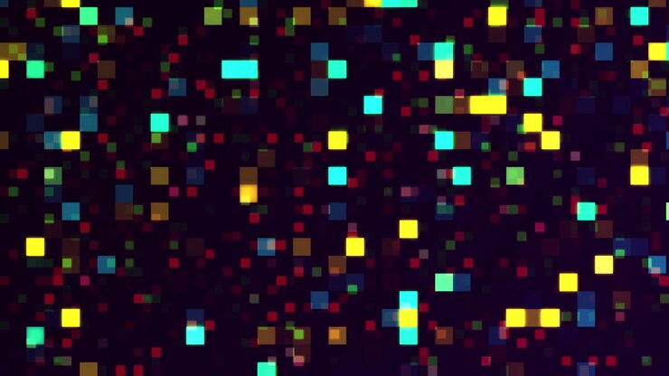 Background of luminous flickering colorful blocks in motion