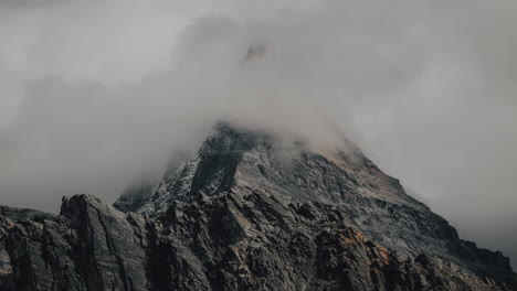 Timelapse-Of-Clouds-Moving-On-Summit-Of-Mount-Sir-Donald-In-The-Rogers-Pass,-In-The-Selkirk-Mountains-Of-British-Columbia,-Canada