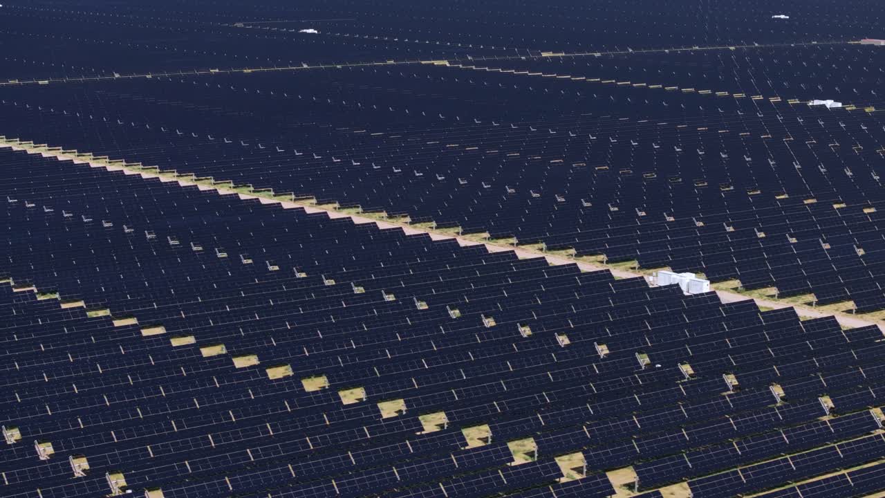 Vast solar panels in sunny NV, USA showing renewable energy concept