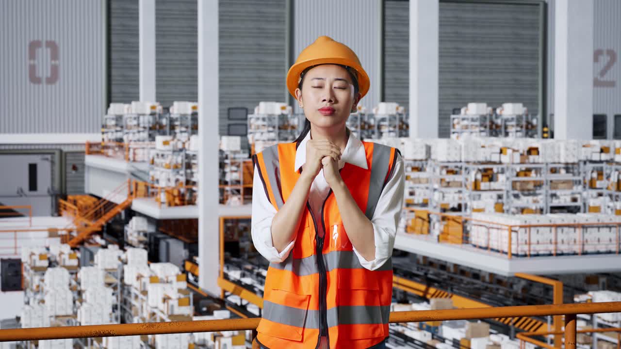 공장 에서 기도 하는 노동자