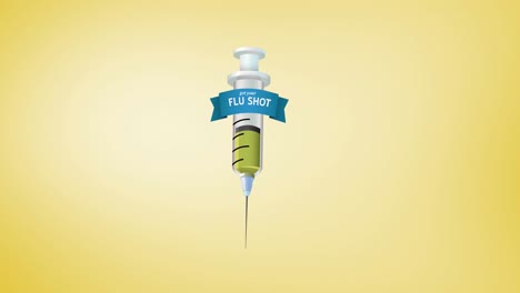 animación del texto de la vacuna contra la gripe sobre fondo amarillo