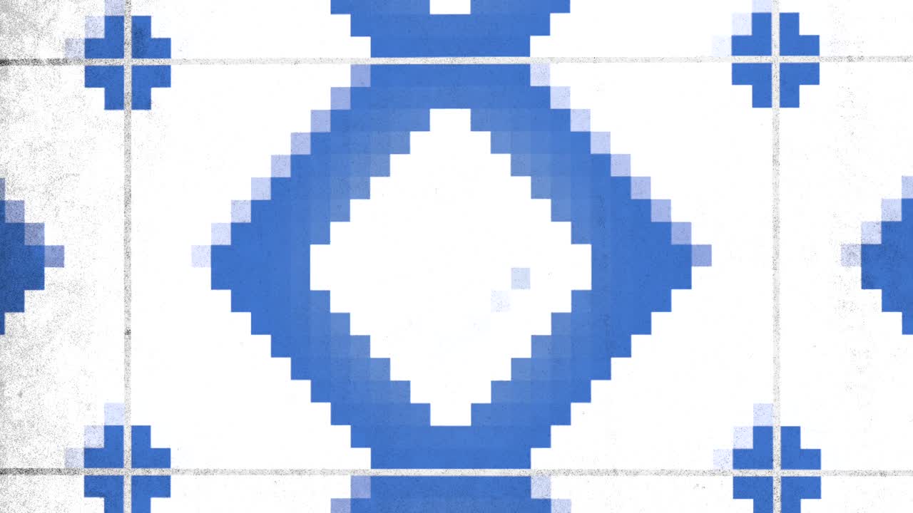 Blue and white pixels pattern in 8 bit of architecture