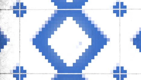 Blaues-Und-Weißes-Pixelmuster-In-8-Bit-Architektur