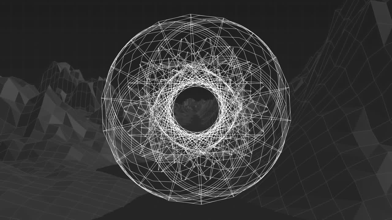 Spiral animation against 3d desert landscape