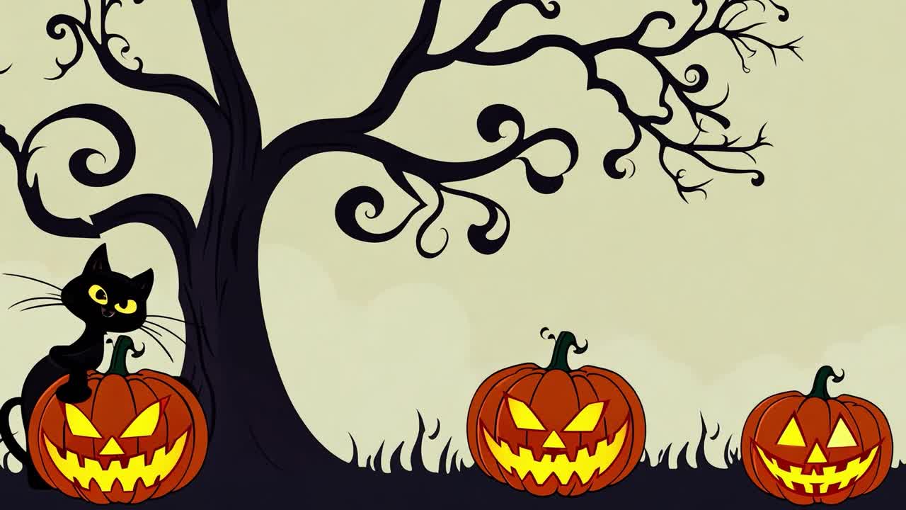 Illustrazione di zucca di Halloween e gatto nero