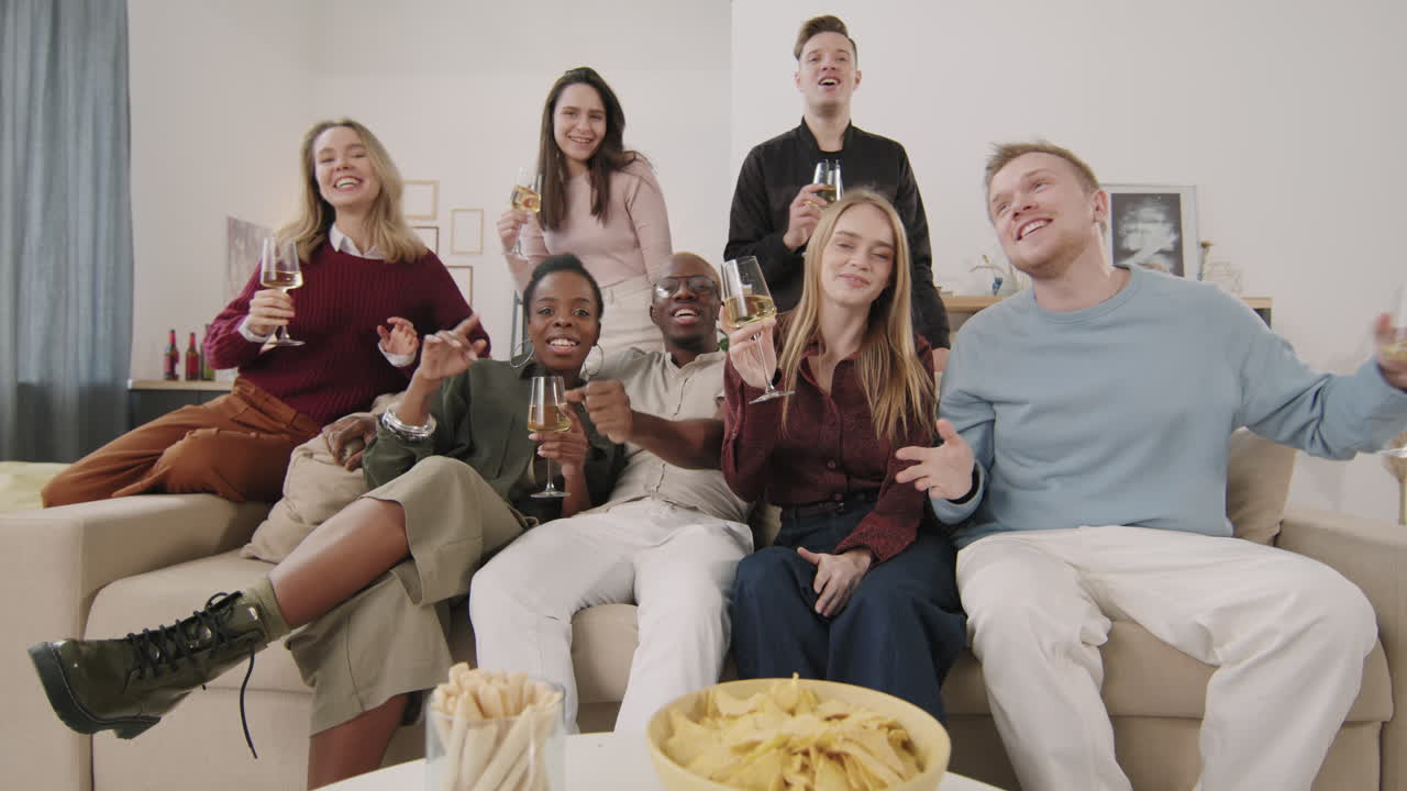Group of Friends Celebrating in Apartment