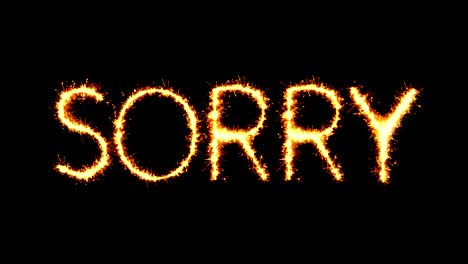 i m sorry text sparkler glitter sparks firework loop animation