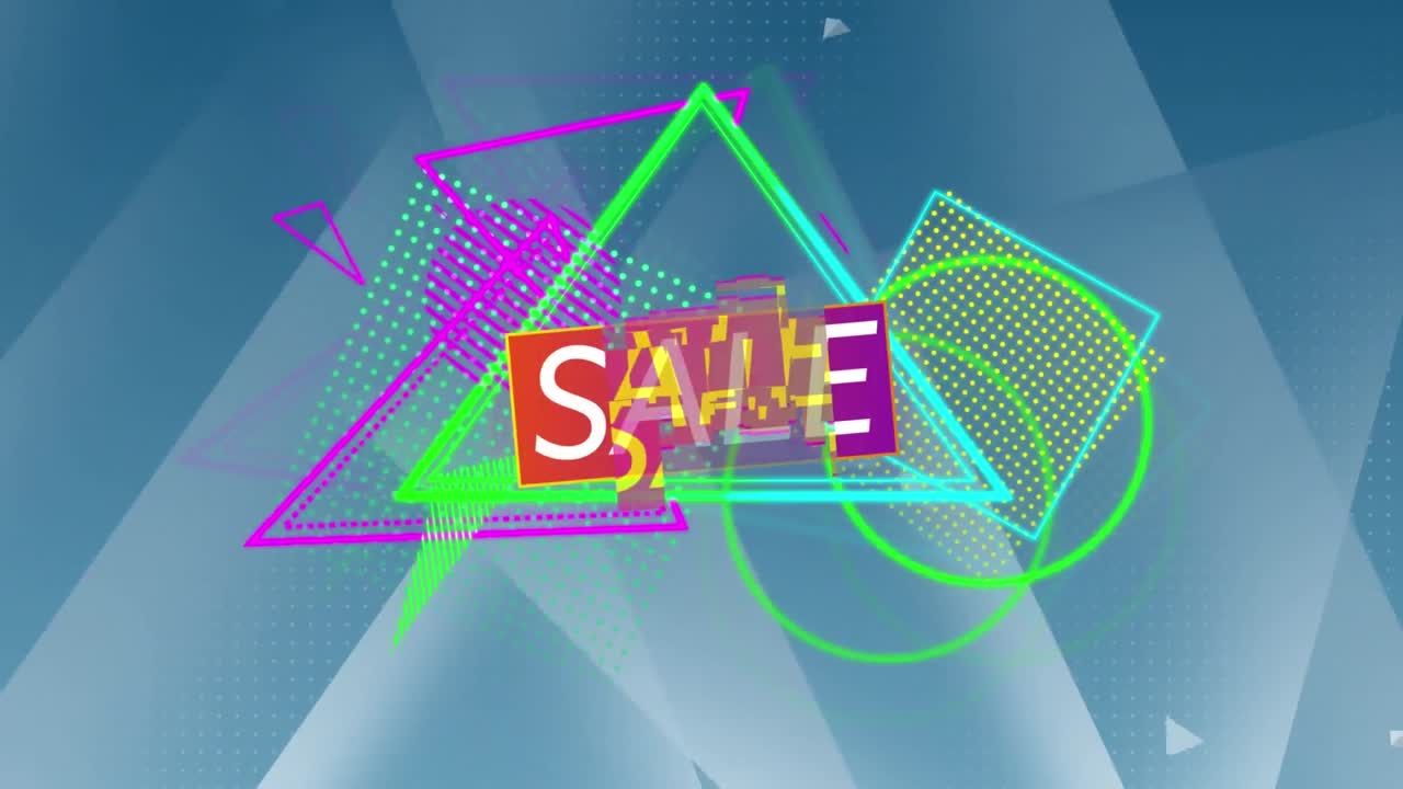 추상적인 배경 위에 판매 텍스트의 애니메이션