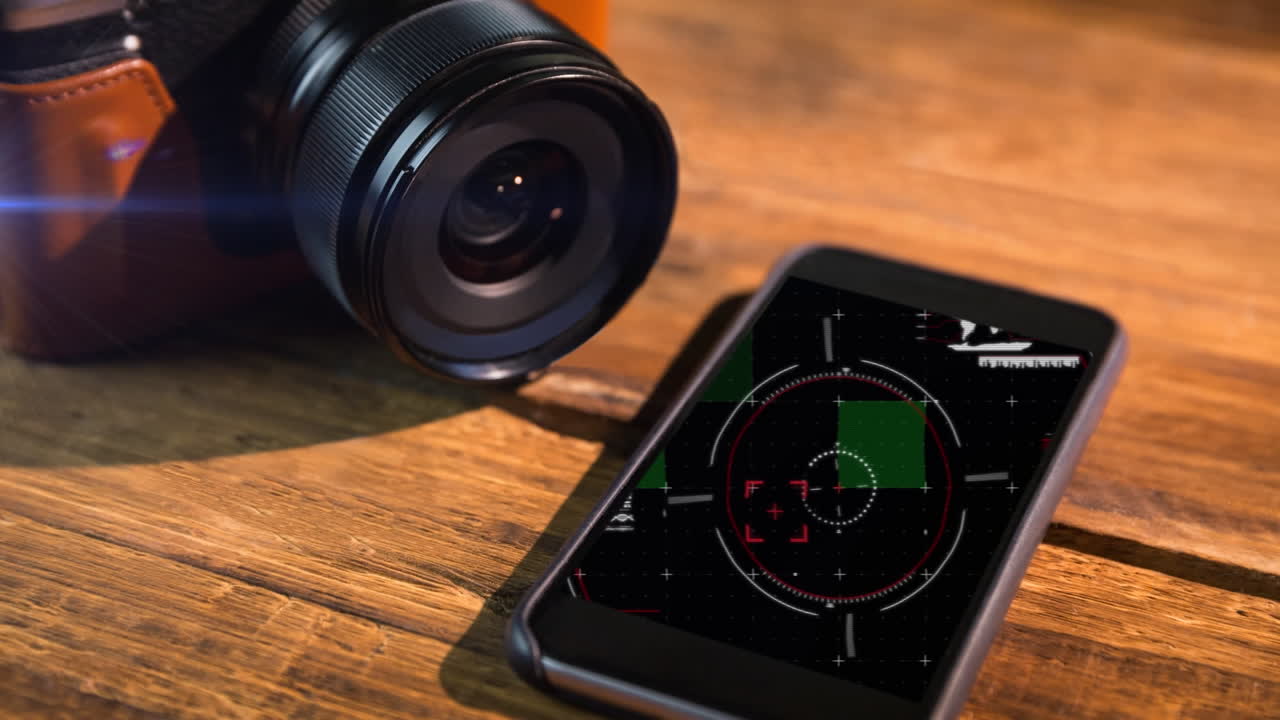 animación del procesamiento de datos en la pantalla del teléfono inteligente.