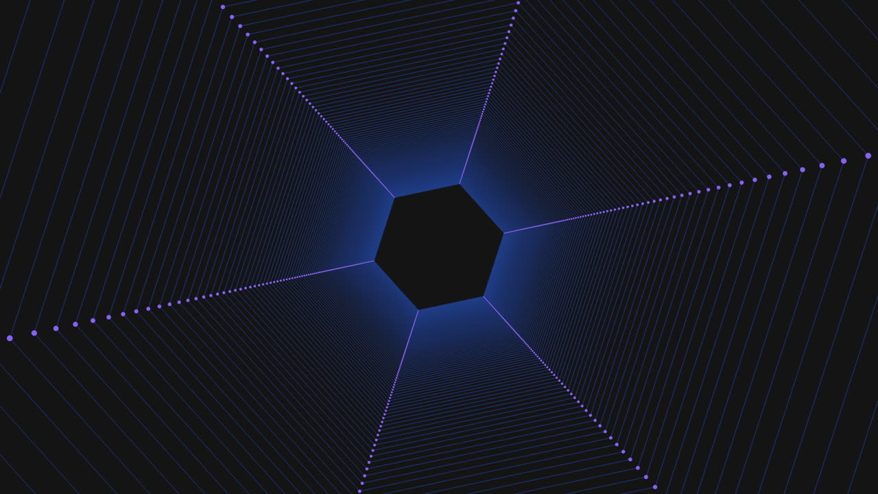 A Hexagon Shaped With Blue And Purple Lines