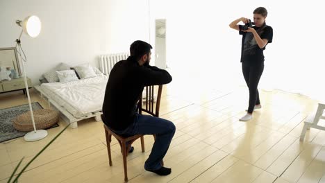 sesión de fotografía de retratos en el estudio