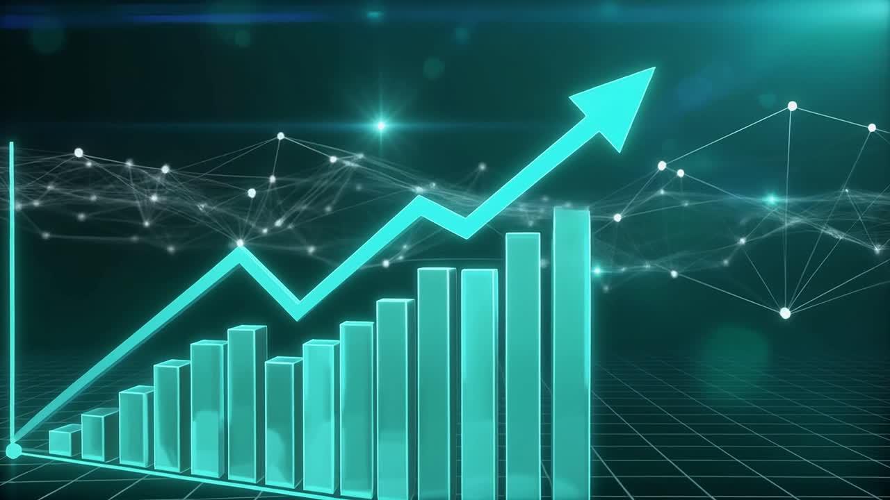 Animated Bar Chart and Line Graph Showing Business Growth
