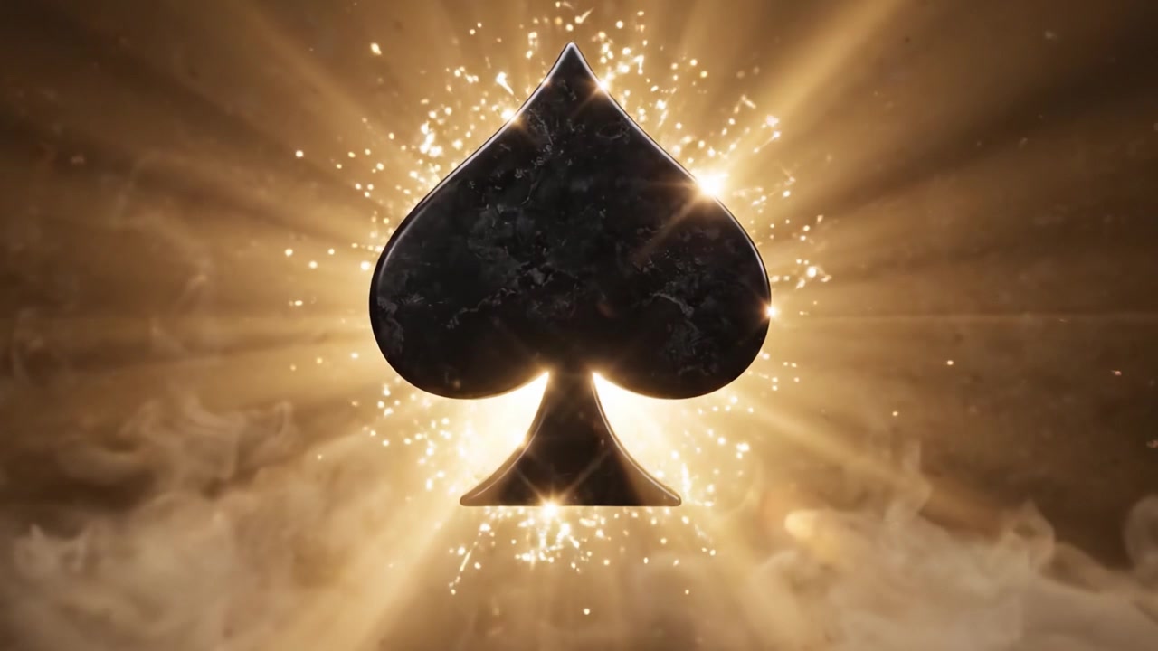 A Captivating Journey Through Light and Darkness: The Transformation of the Iconic Ace of Spades Symbol Amidst a Starry Cosmic Backdrop