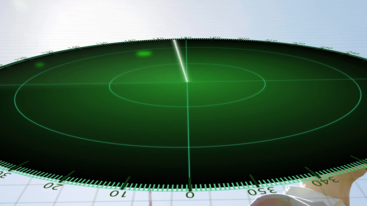 Rotating radar screen showing green signal and grid lines in animation