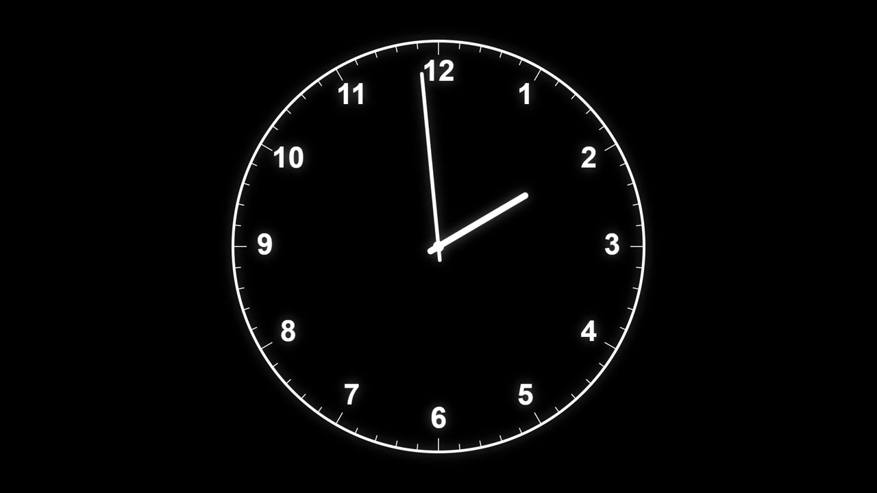 Analog Clock Face Showing Time Passing from Twelve to Two