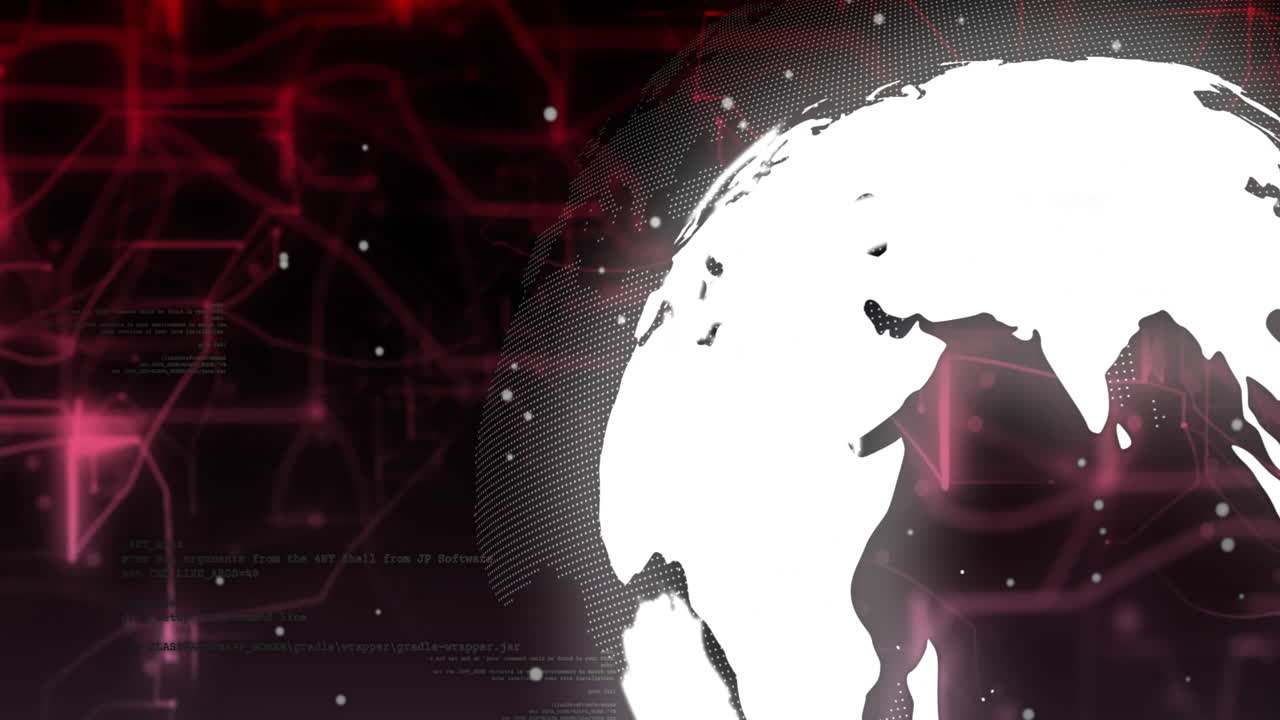 animación del procesamiento de datos digitales en todo el mundo y conexiones