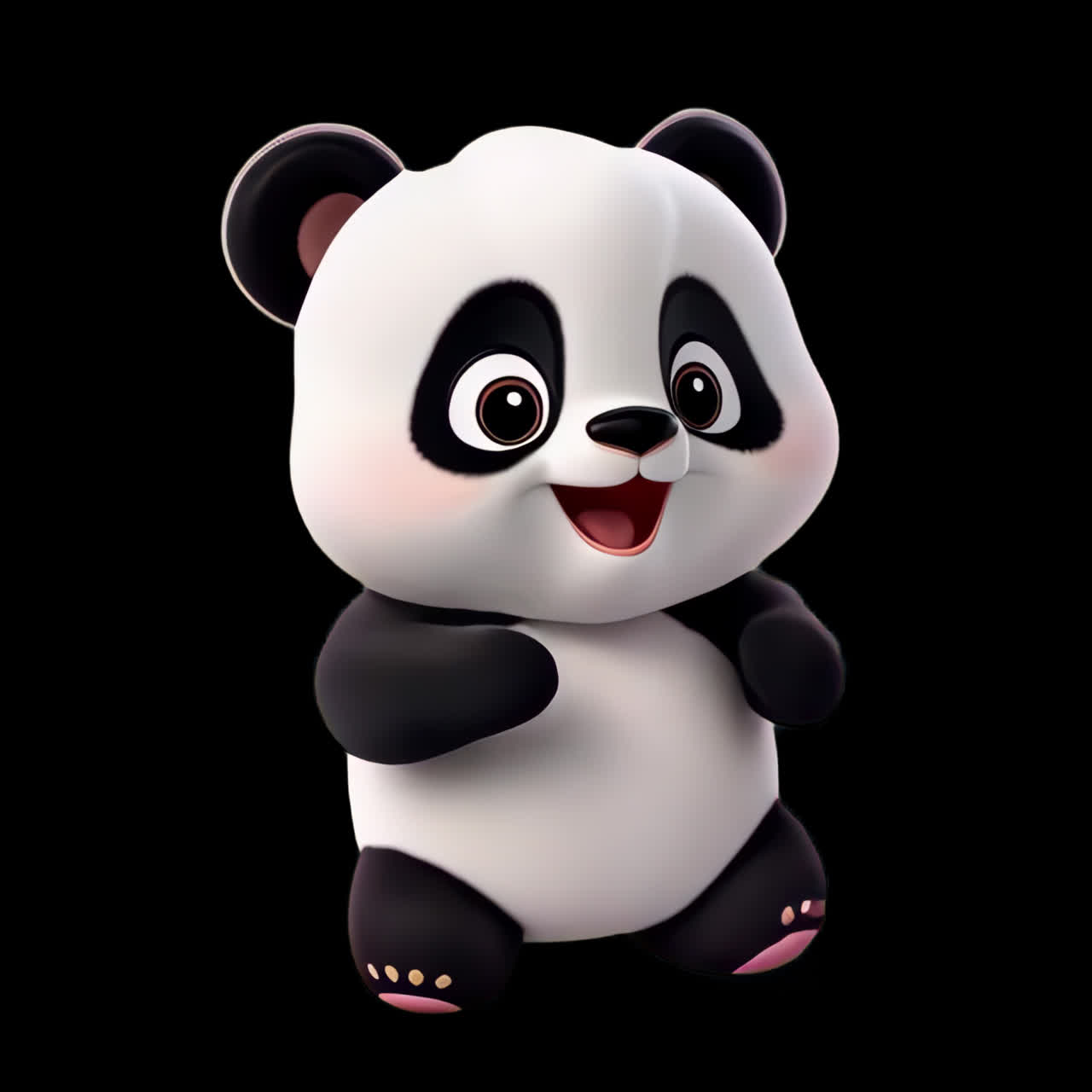 Cute animated panda character animation isolated asset, transparent 4K video, alpha channel, ProRes
