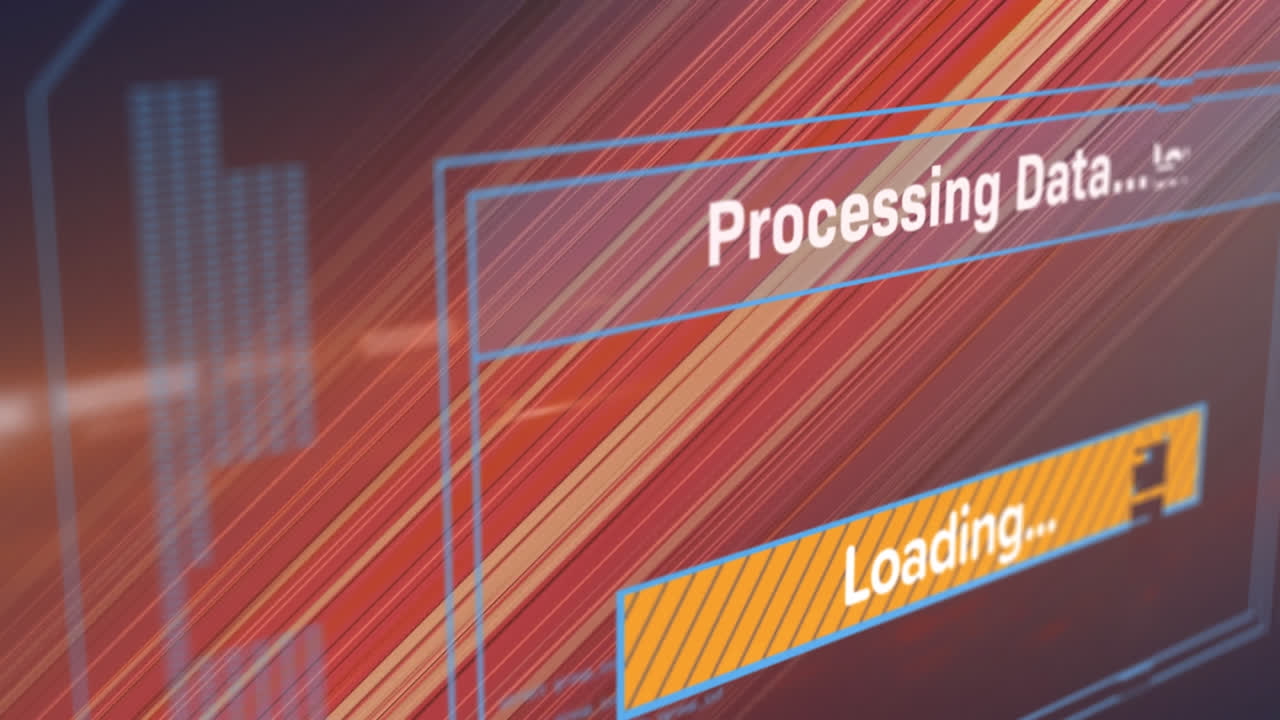 빨간색 배경에 데이터 처리의 애니메이션