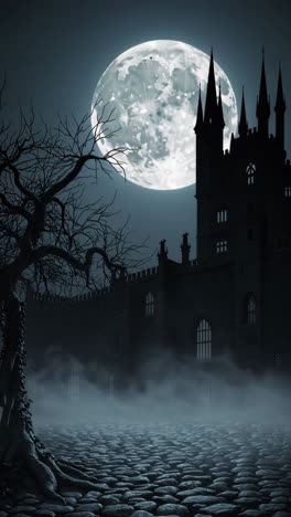 mysterious castle at night