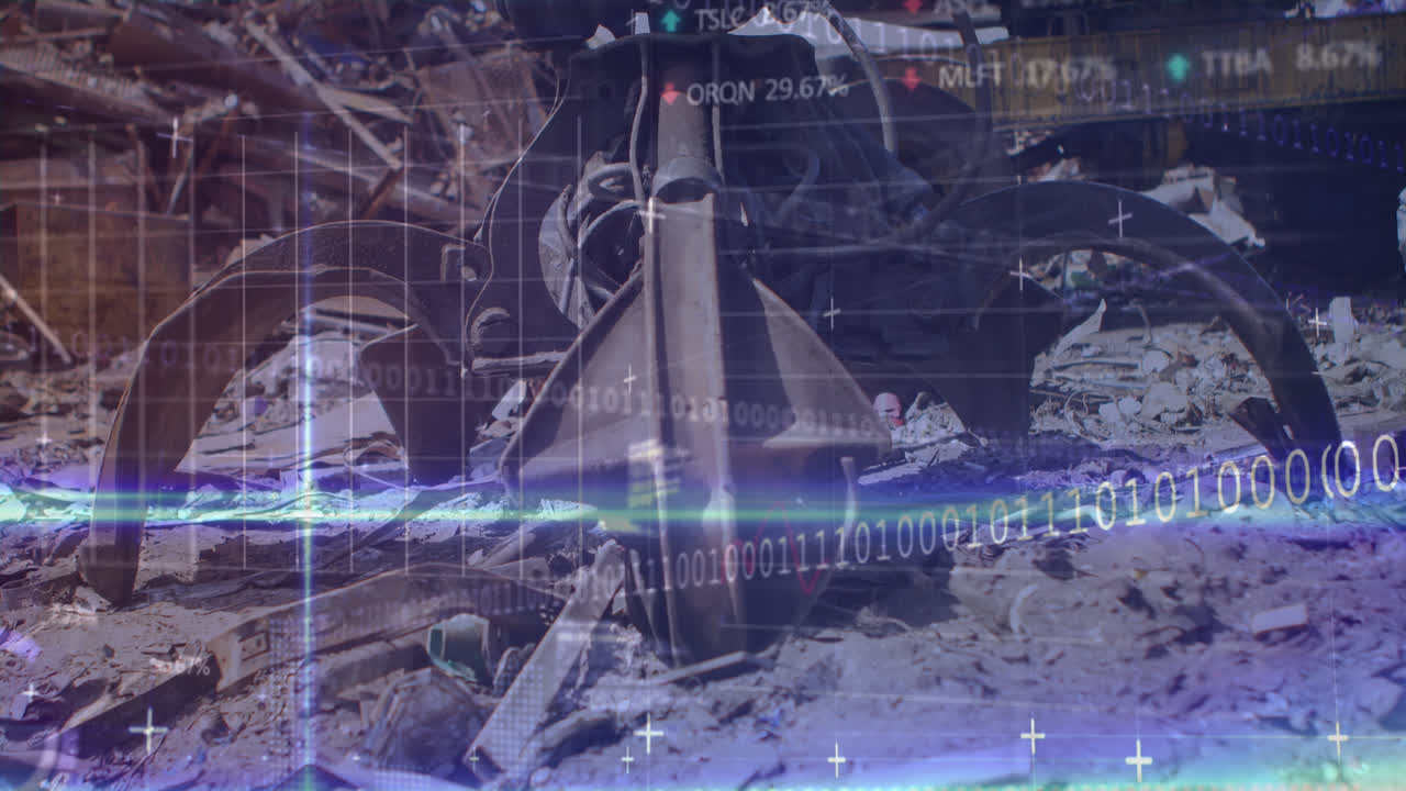 Animation of data processing over rubbish dump