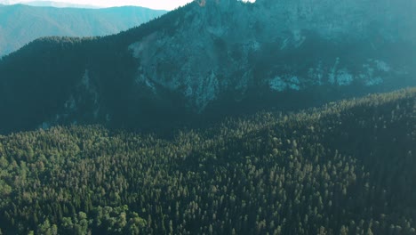 aerial view of a mountain valley and forest