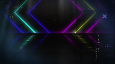 Animation-of-neon-shapes-over-black-background