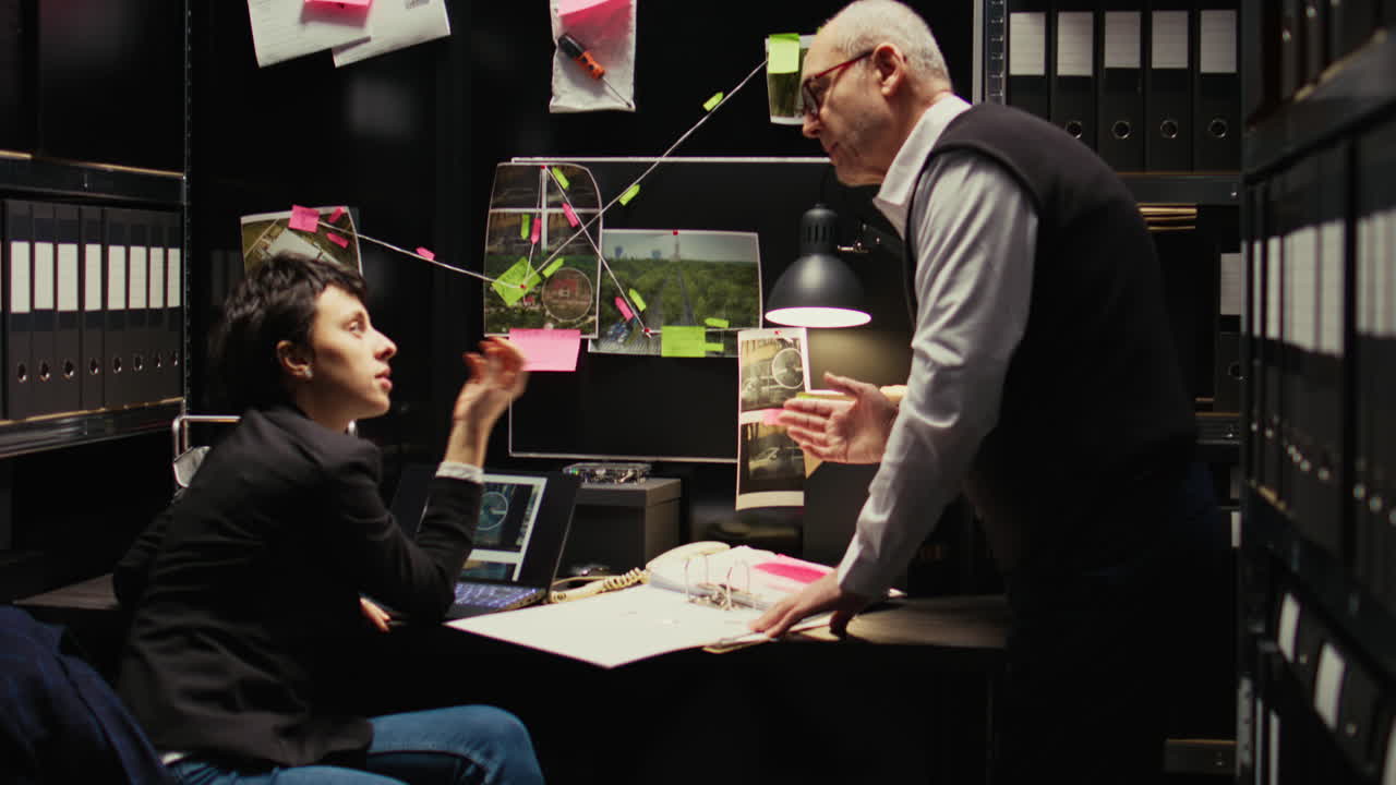 Detectives Analyzing Evidence in a Crime Scene Investigation