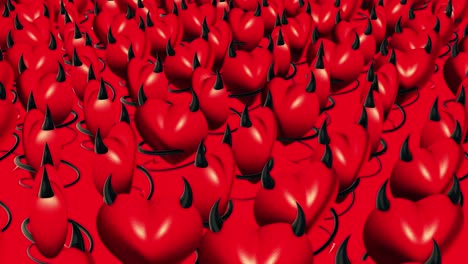 moving rows of red devil hearts