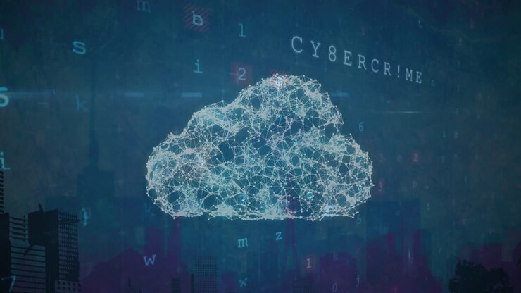 Animation of data processing over cloud icon