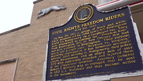 an establishing shot of the greyhound bus station where the freedom riders of the civil rights movement left montgomery alabama 1