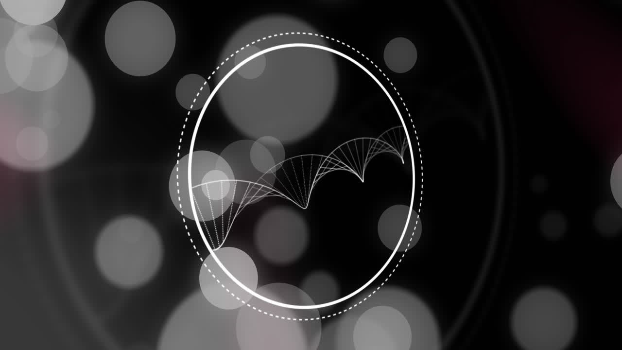 dna 가닥 위에 있는 점과 모양의 애니메이션