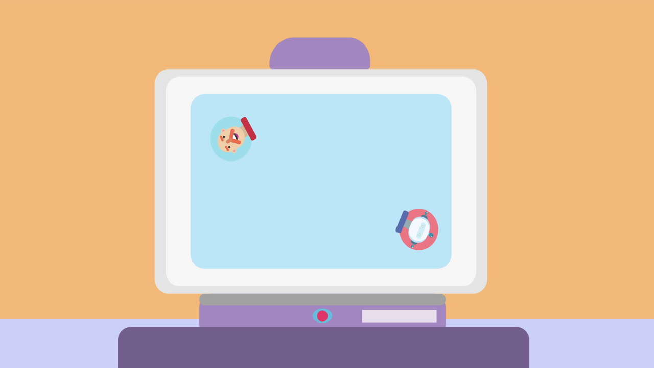 animación de pantallas con chats de ia en el fondo naranja.