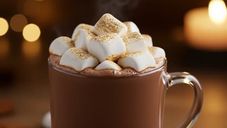 cozy hot chocolate with toasted marshmallows