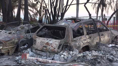 Burned-cars-smolder-at-sunset-beside-a-hillside-house-following-the-2017-Thomas-fire-in-Ventura-County-California-1