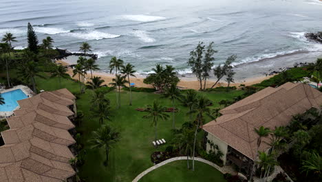 aerial zoom of waves rolling into