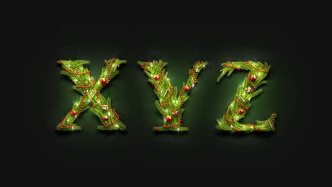letras decorativas xyz, fuente navideña imita la oscuridad
