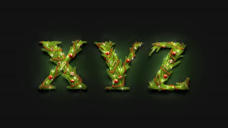 decorative xyz letters, christmas font mock up darkness